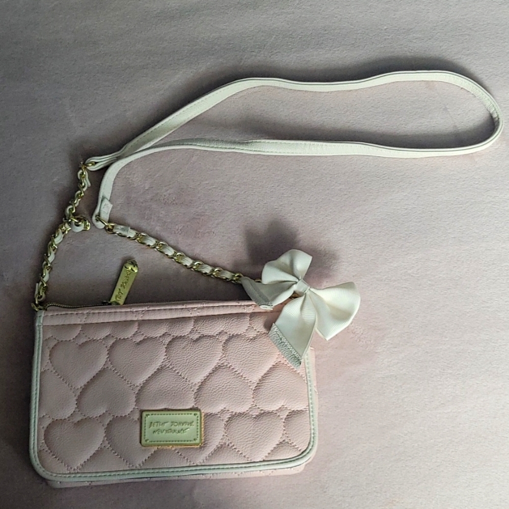 Betsey Johnson pale pink and cream cross body